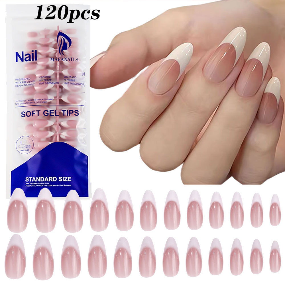 Nail Art Pink - 120 pièces rose moyen amande français