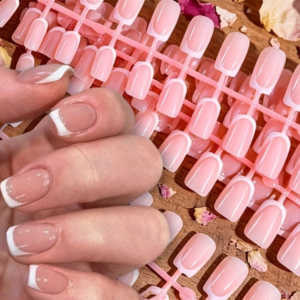 Nail Art Pink - 120 faux ongles carrés courts à