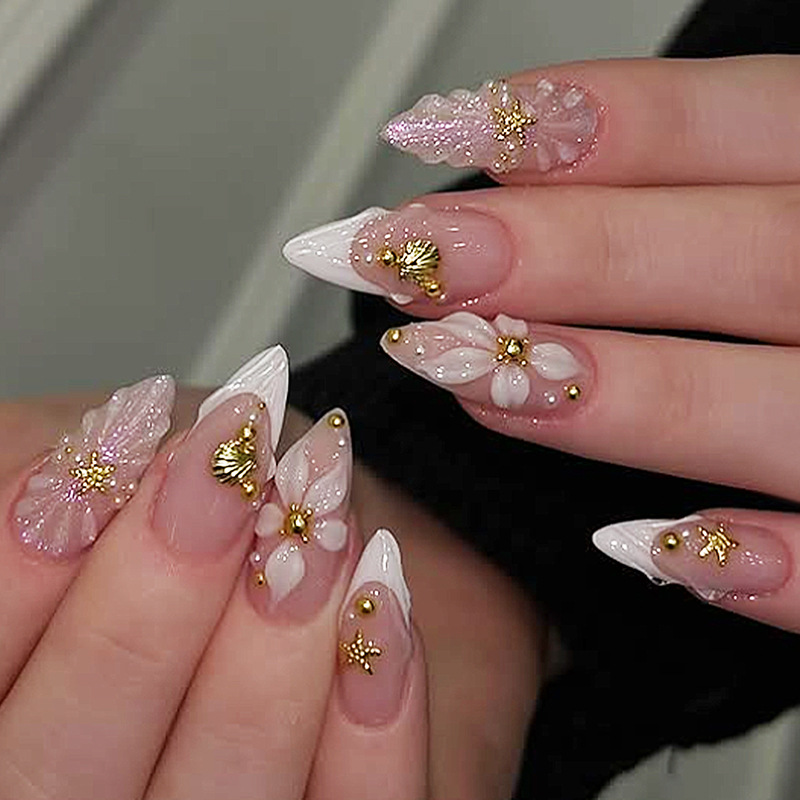 Nail Art Pink - 24 faux ongles amande prêts à