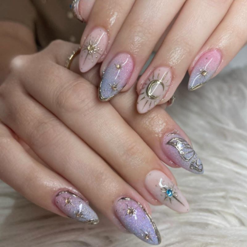 24 pièces Faux ongles à presse - Nail Art Gliter avis et prix