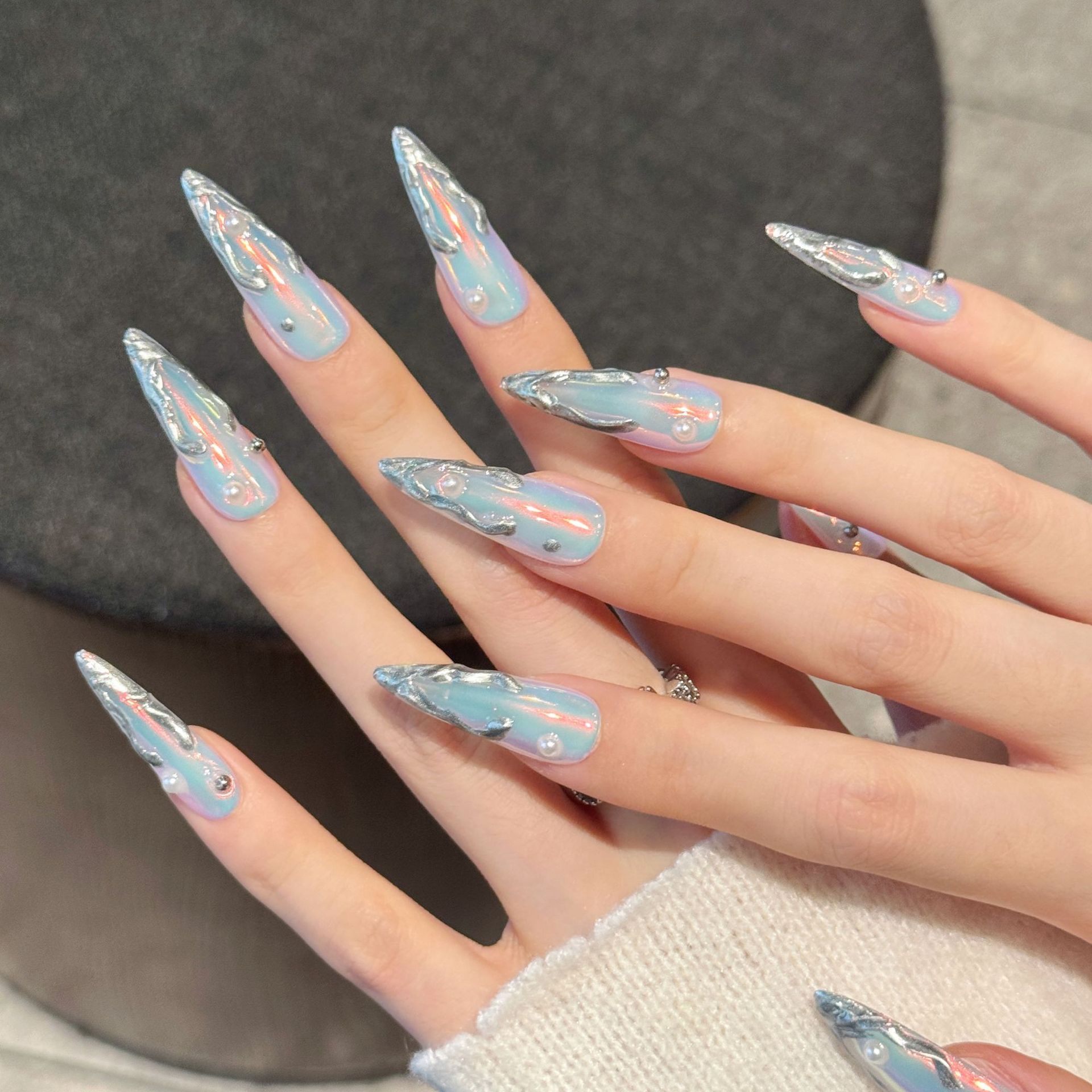 10 pièces argent Aurora longs  - Nail Art Aesthetic avis et prix