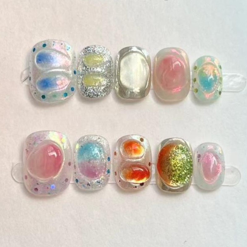 10 pièces mignon court rond à  - Nail Art Overlay avis et prix