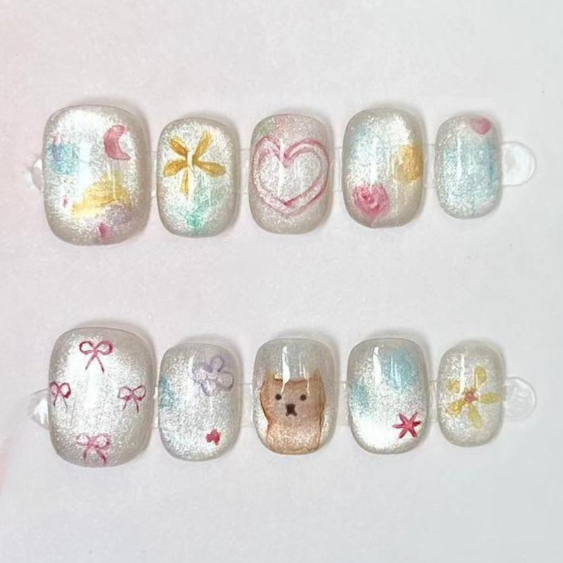 10 pièces mignon court rond à  - Nail Art Overlay avis et prix