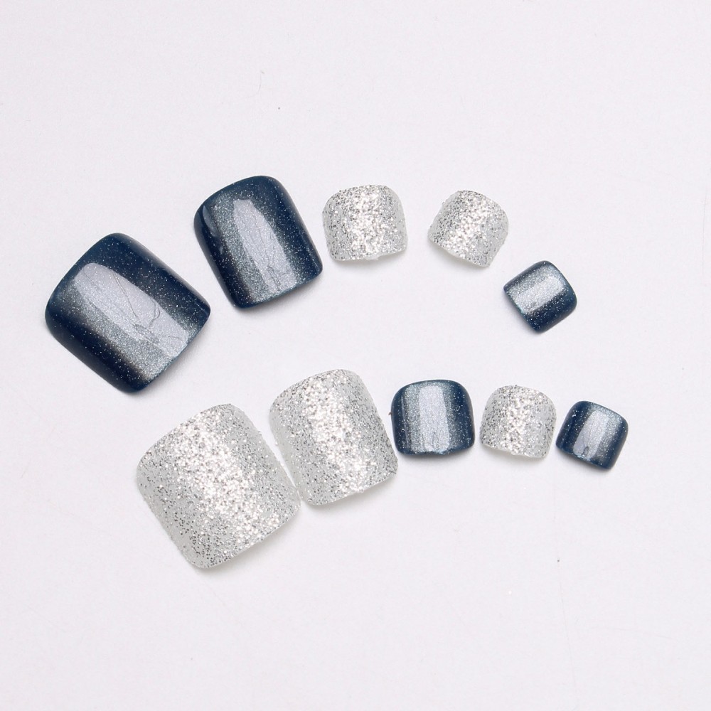 24 faux ongles de pieds carrés - Nail Art Gliter avis et prix